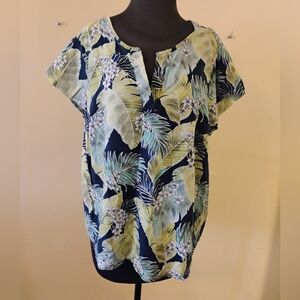 Panama Jack Tropical Leaf Print Blouse